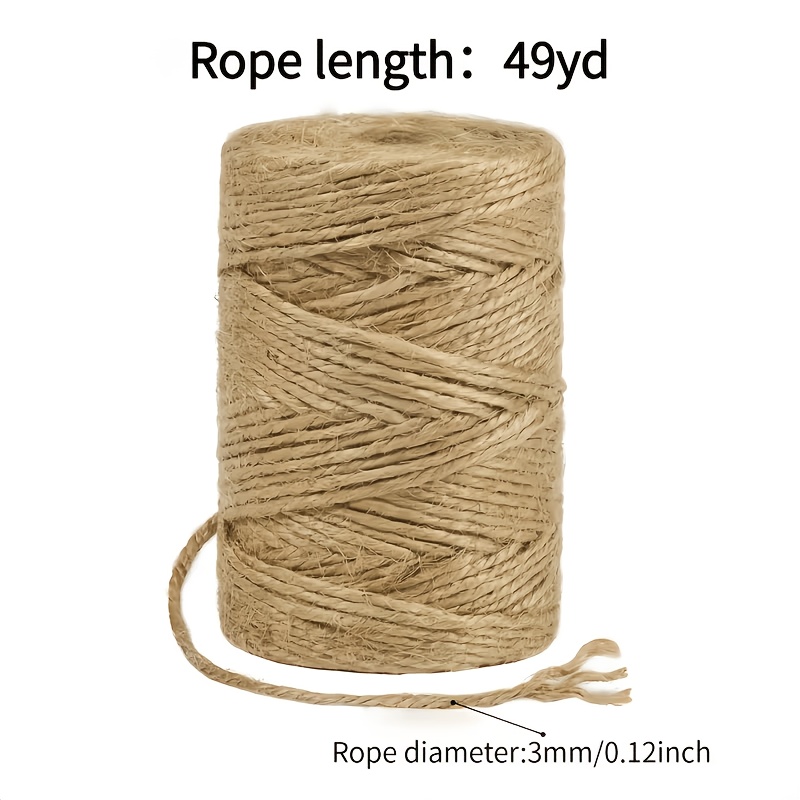 TEMU 1 Rotolo da 49 Yards di di Naturale, Diametro M, Intrecciata Resistente in Fibra di Gialla a 2 , Adatta per Progetti , Decorazioni per la Casa,