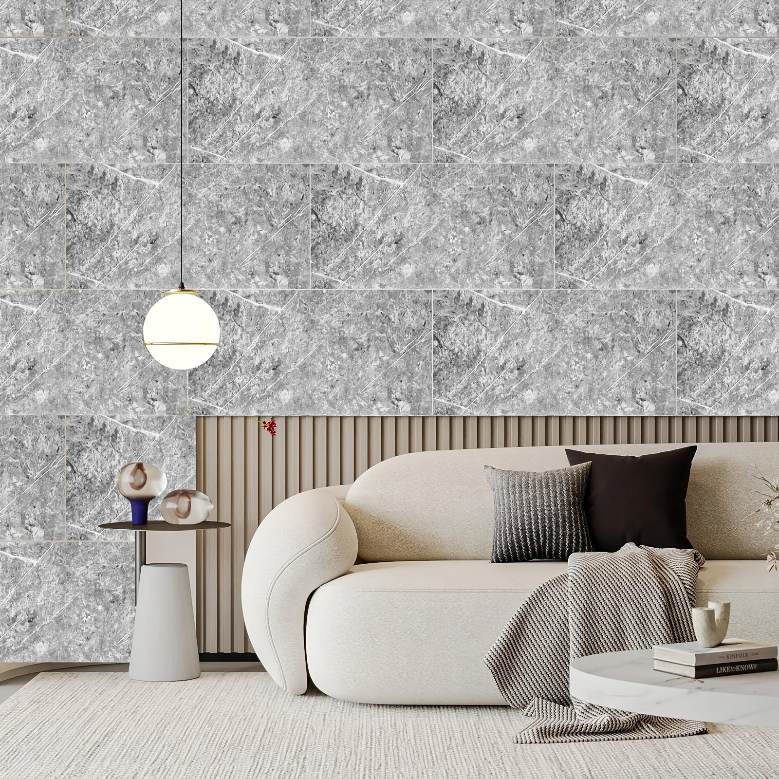 Marble Effect Self-adhesive Wall Tiles, Foam Wall Stickers, Waterproof And, Easy To Clean And Cut, Suitable For Bathroom, Living Room, Kitchen, And Bedroom Decoration