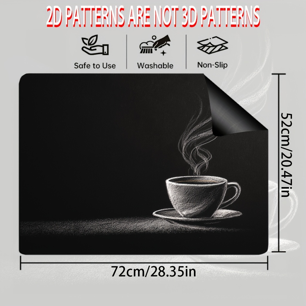 TEMU 1pc, 2d Flat Printing Decorative Stove Top Cover, Cup And Saucer Pattern,versatile Durable Polyester, Perfect For Decor Gift For Mom Or Teachers
