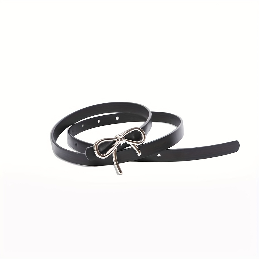 TEMU 1pc New Women' Casual Cute Button Pu Thin Belt