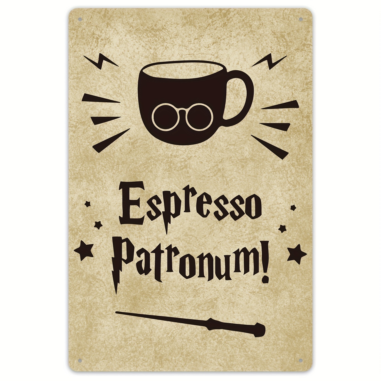 

1pc Vintage Metal Sign, Espresso Patronum Tin Sign Wall Art Decor, Wizard Metal Sign For Coffee Bar Bedroom(20*30cm)