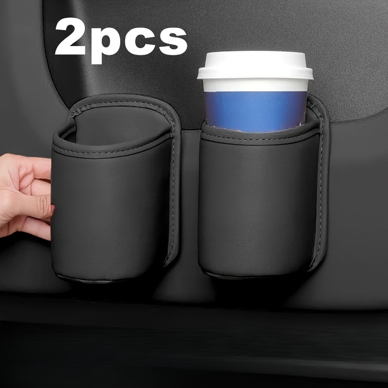 2 portavasos para puertas de coche, soporte para bebidas de cuero pu,   de almacenamiento, portavasos para asiento trasero, accesorio de coche para mantener el auto ordenado