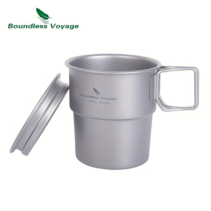 Image of 1pc Voyage Pure Titanium Outdoor Water Cup 250ml Coffee Mug With Lid Single Layer