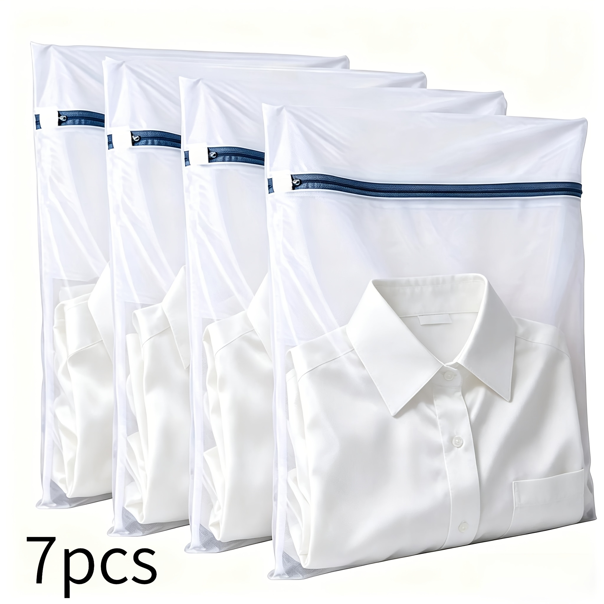 TEMU 7-pack (7.87in X 11.81in) Fine Mesh Laundry Bags, Made Of Thickened Polyester Fiber, Wear-resistant, Breathable, And -resistant. Features A