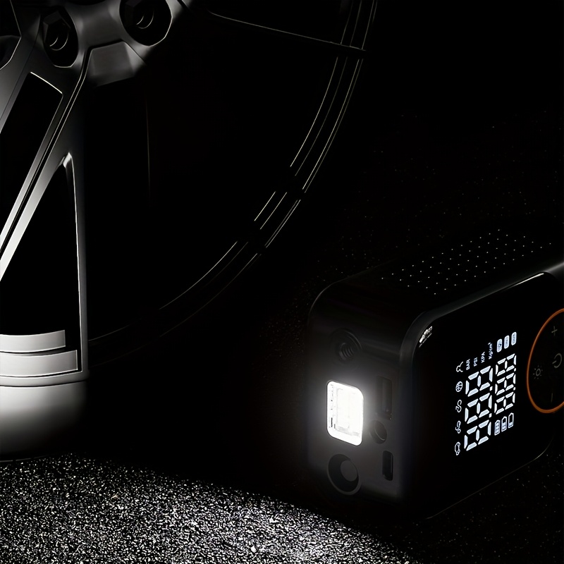 compresor de aire portátil sin varillas para neumáticos - con manómetro digital, luz led de emergencia, 4x diseño rápido sin cable | equipado con batería recargable | compresora eléctrica con pantalla digital, ideal para autos, motocicletas, bicicletas y balones deportivos, bomba para neumáticos de coche,inflador para motocicleta,diseño compacto,bomba  ,materiales   calidad,motor eficiente,bomba a batería,usuarios de kits de emergencia,ciclistas 8