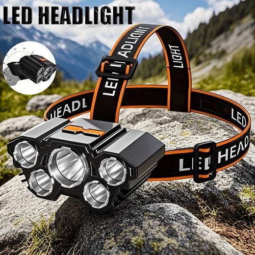 imagem do item de cabeça recarregável leds, carregamento rápido usb, vários de iluminação, leve e . adequada para ao ar livre, caminhada, pesca e situações de emergência. grau de proteção ip44
