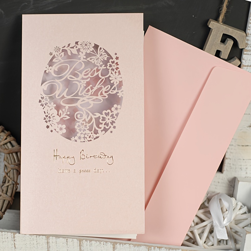 

8pcs/set Beautifully Hollow Carved Greeting Cards With Handwritten Birthday Wishes And Heartfelt Thanks, Small Business Supplies, Thank You Cards, Birthday Gifts Cards