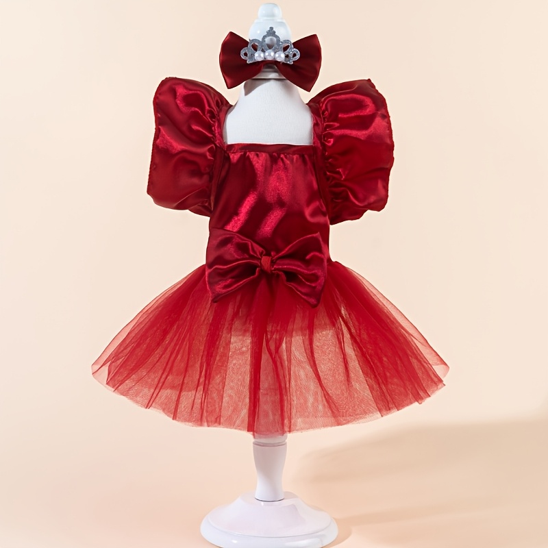 TEMU Navideño Borgoña, Malla , , Princesa, Vestido de Novia, Traje , Cuello de Muñeca, Ropa para Perro Estilo Francés, Ropa para Gato, Vestido de