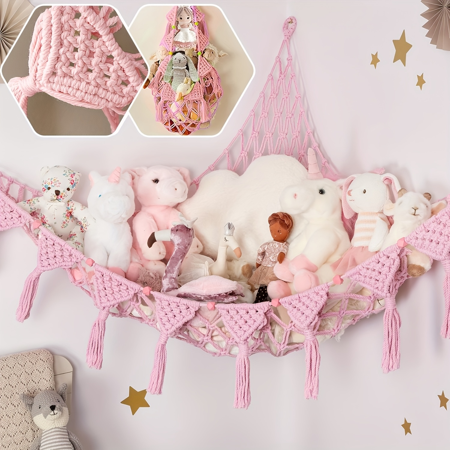 TEMU 1pc Extra Large Mesh Hammock, For Storing Plush, Suitable For Large And Small Items