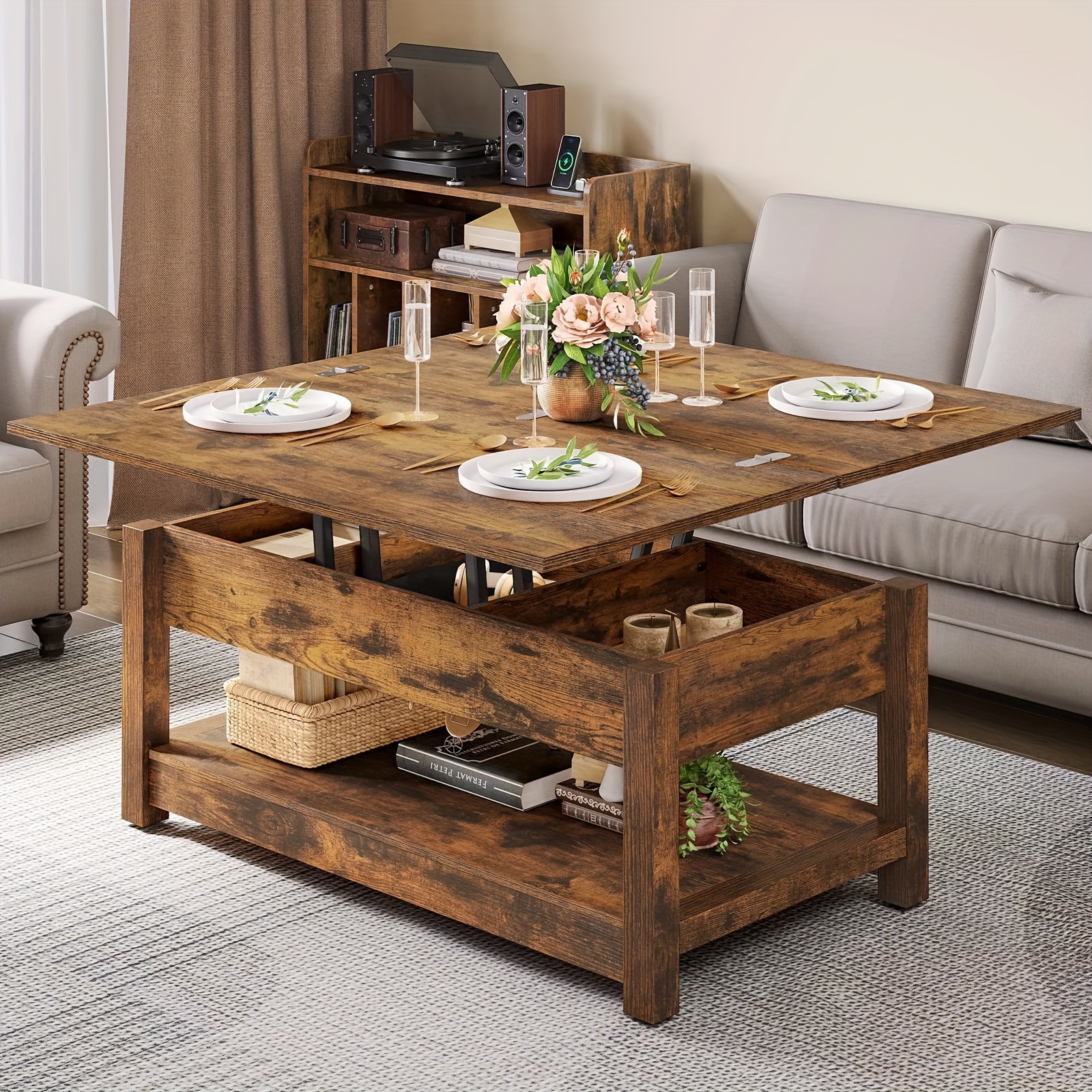 

Dwvo 41" Lift Top Coffee Table 3 In 1 Multi-function Coffee Table For Dining Room
