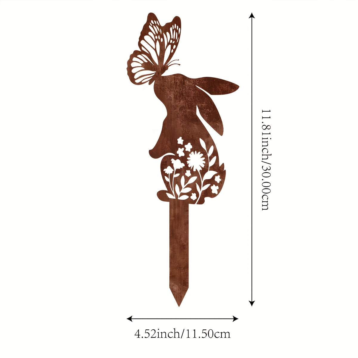 Image of 1pc, Rusty Bunny Metal Garden Stake, Balcony Lawn Art Stake Sign For Gardens, Decks, And Patios, Nature-inspired Outdoor Decor, Inch Size