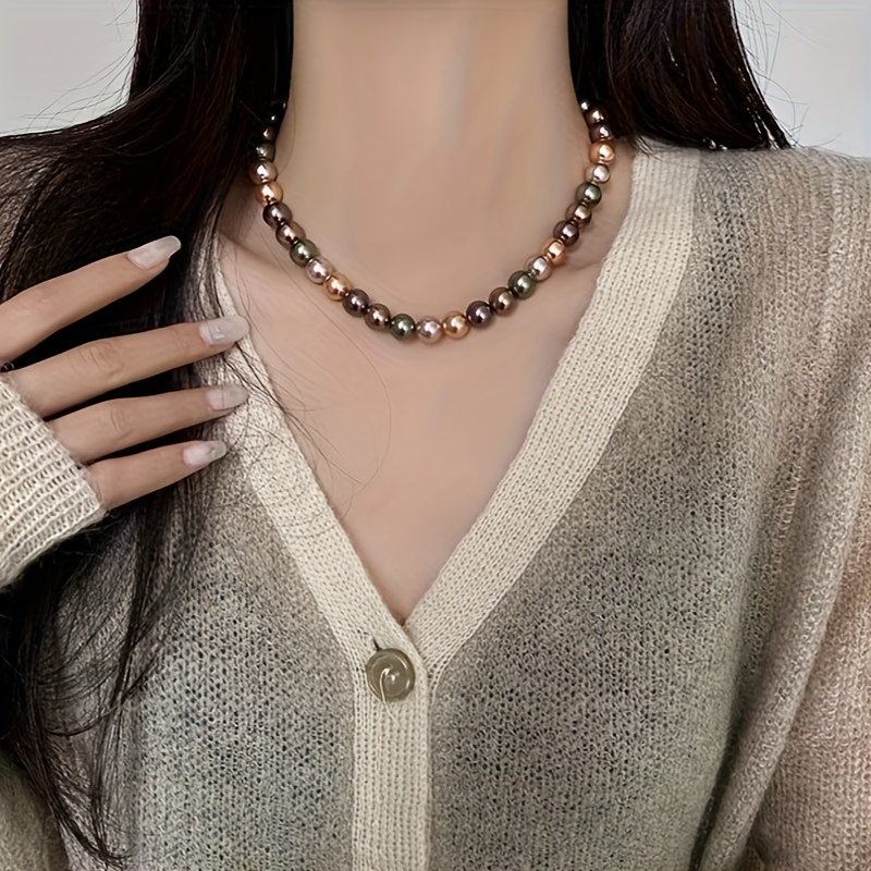 10mm Mixed Beaded Necklace Versatile Accessory for Parties Daily Wear