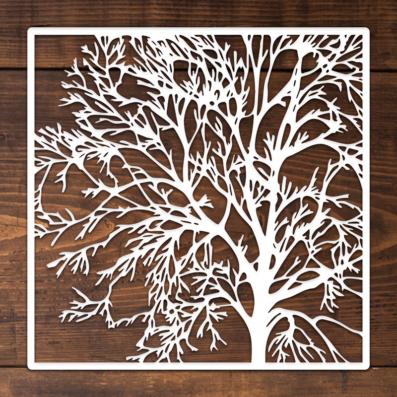 TEMU Branch Texture Pattern Template, 29.97 X 29.97 Cm, Reusable Abstract Style Large Tree Pattern Painting Stencil, Tree Of Template, Easy- Material