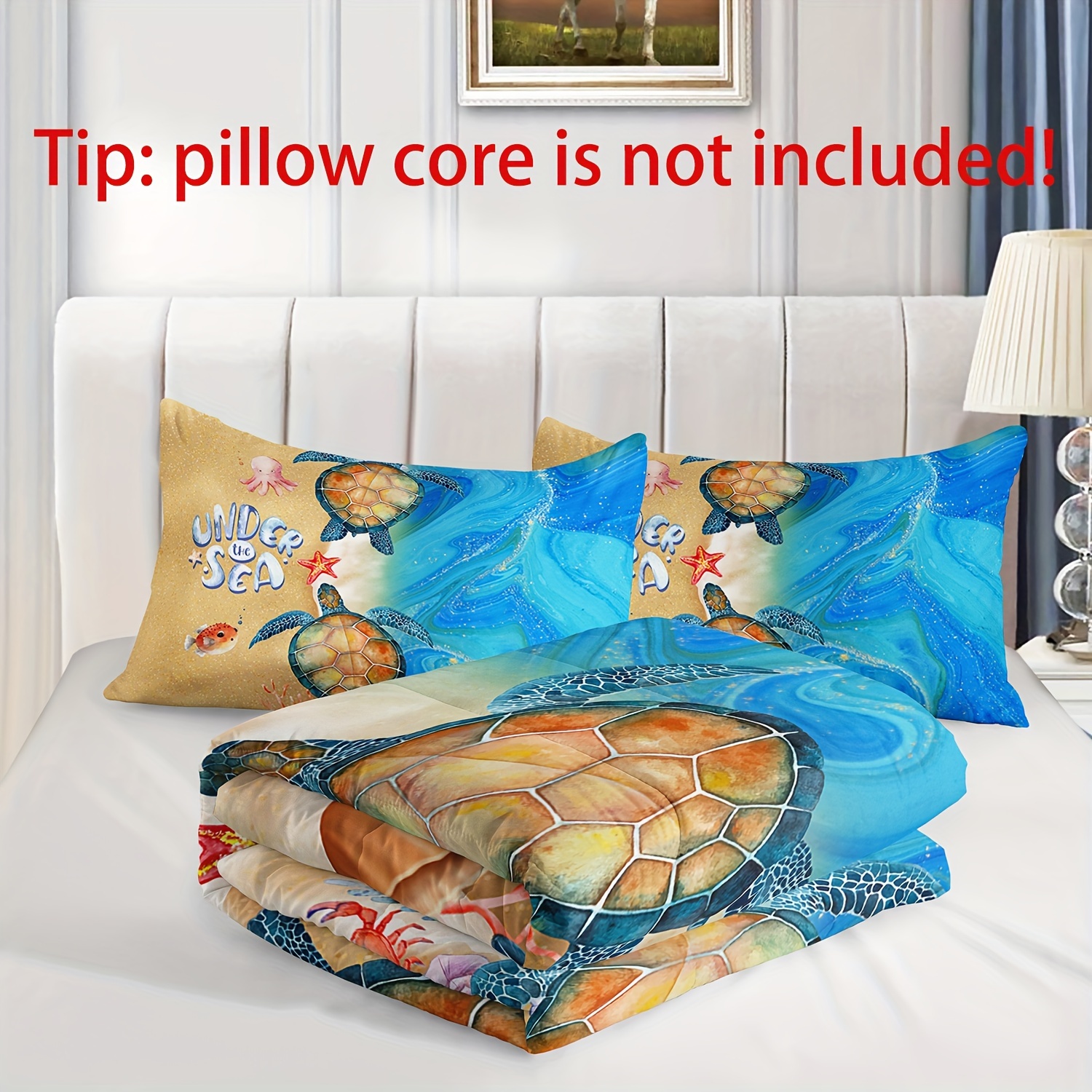 3pcs turtle comforter set twin ocean watercolor sea turtle Temu