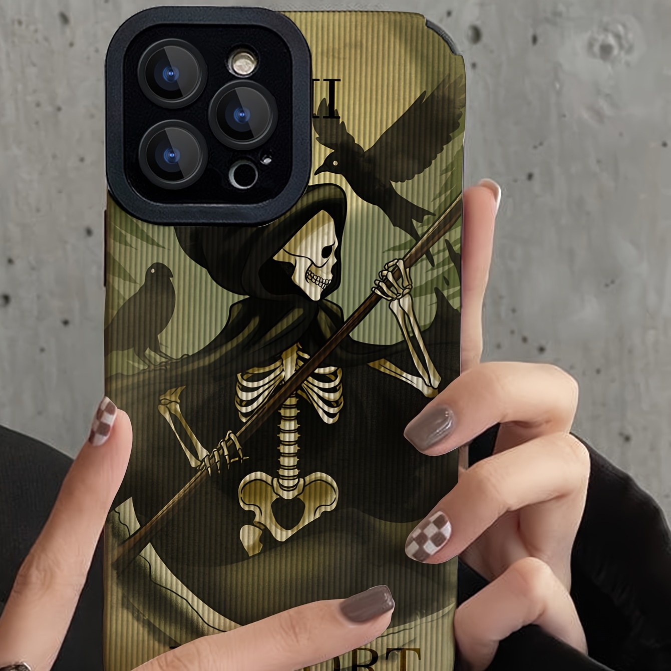 Grim Reaper Death Illustration Phone Case, Durable Tpu Material 