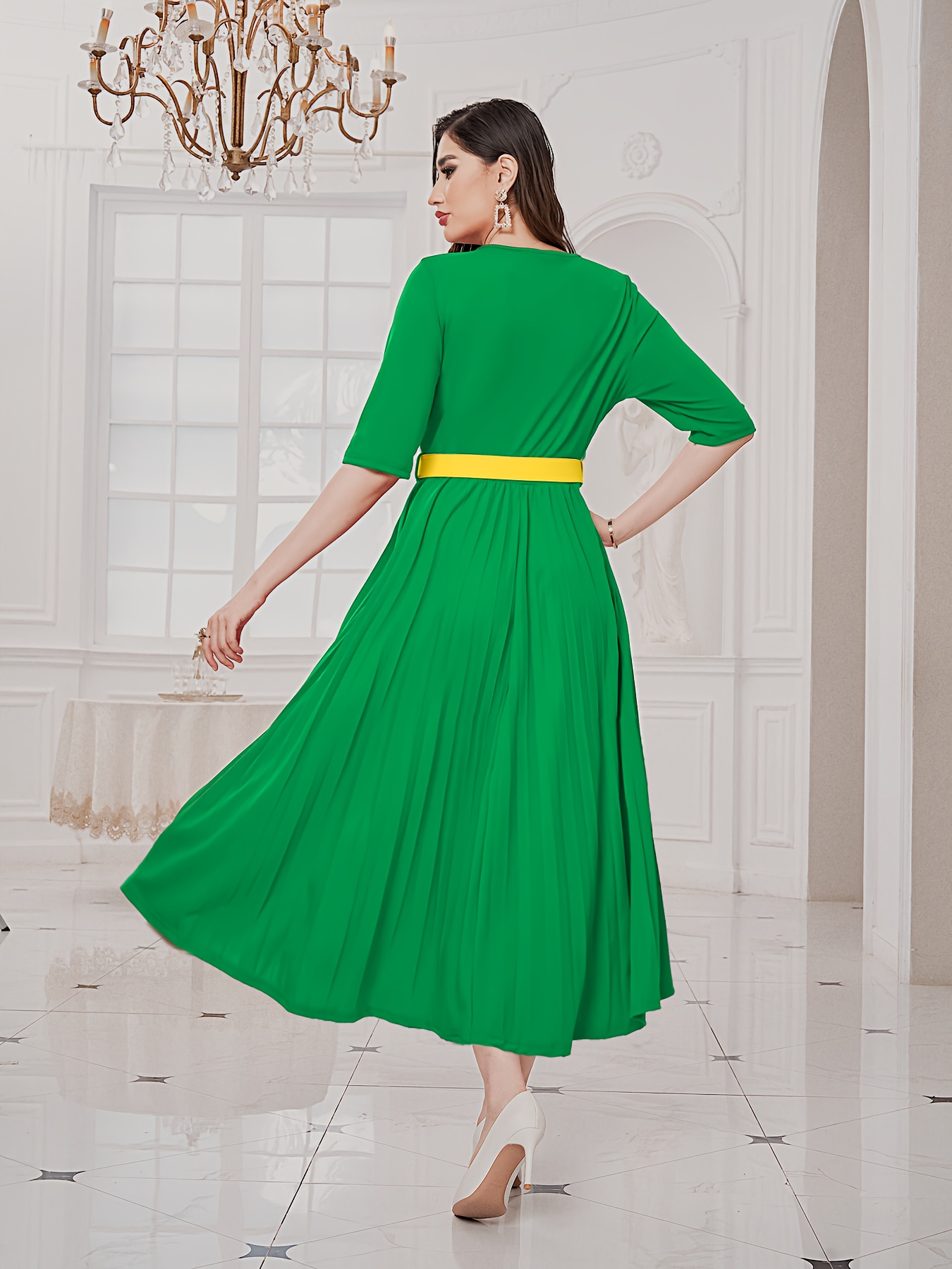 contrast with green colour in dresses Unique Evening Dress | Tulle Green & Black Round Neck Plus Size