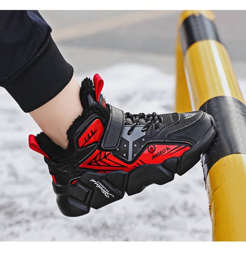 Jongens Sneeuwlaarzen met Dikke EVA Zolen en Pluche Voering, Jongens Casual Schoenen, Lichtgewicht Modieuze Trendy Schoenen, Sportieve School Schoenen voor Jongeren, Buitenshuis Hardloopschoenen voor Jongens, Grote Warme Kinderen Schoenen Herfst- en Wintermodellen