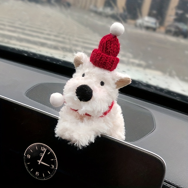 

2pcs Dog Car Ornaments, & Bow, Decor, Textile , Auto Accessories