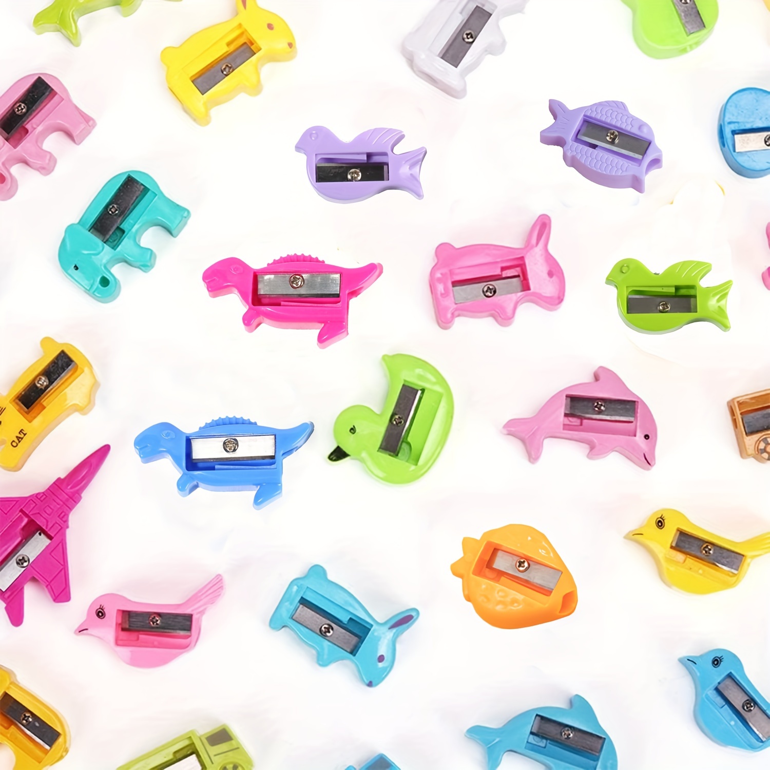 

50Pcs Taille-Crayons Animaux de Dessin Animé - Design Mini Portable Coloré, Idéal pour les Cadeaux de Fête, Sacs de Bonbons & Récompenses en Classe (Styles Assortis).