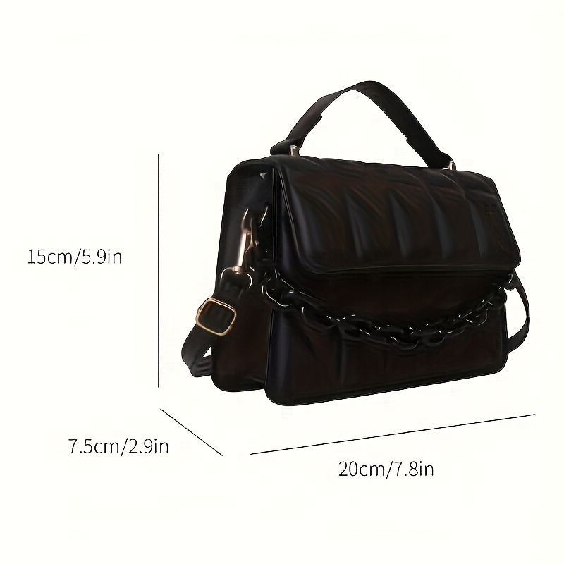 1pc Bolso Bandolera Mini, Negro con Cierre Magnético y Correa Ajustable, Diseño Acolchado, Bolso de Mano Casual para Mujer, Bolso Bandolera Pequeño