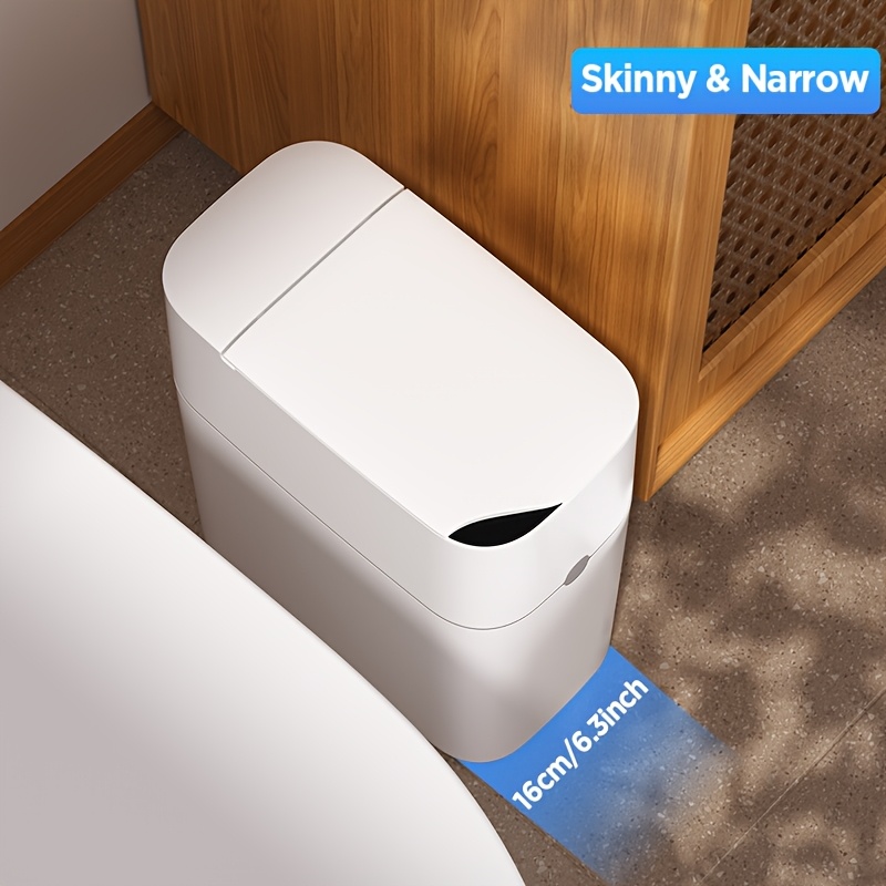TEMU 1 pièce, Poubelle à capteur intelligent avec couvercle, Poubelles de salle de bain, Poubelle de cuisine, Poubelle fine, Fonctionnement contact,