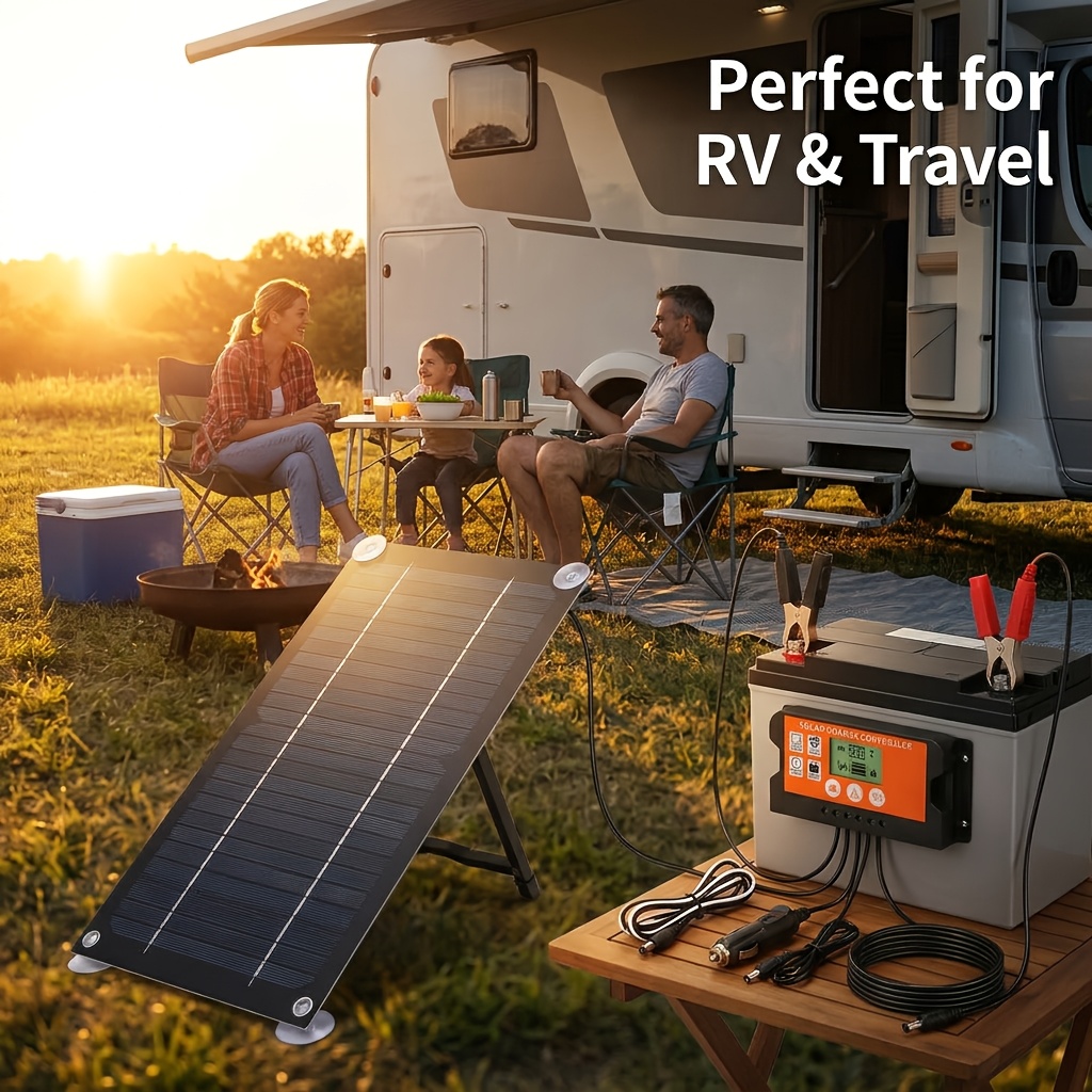 18V 600W Solar Panel Charging Kit with 100A Smart Controller and USB Output for Outdoor, Car, RV, and Caravan Batteries