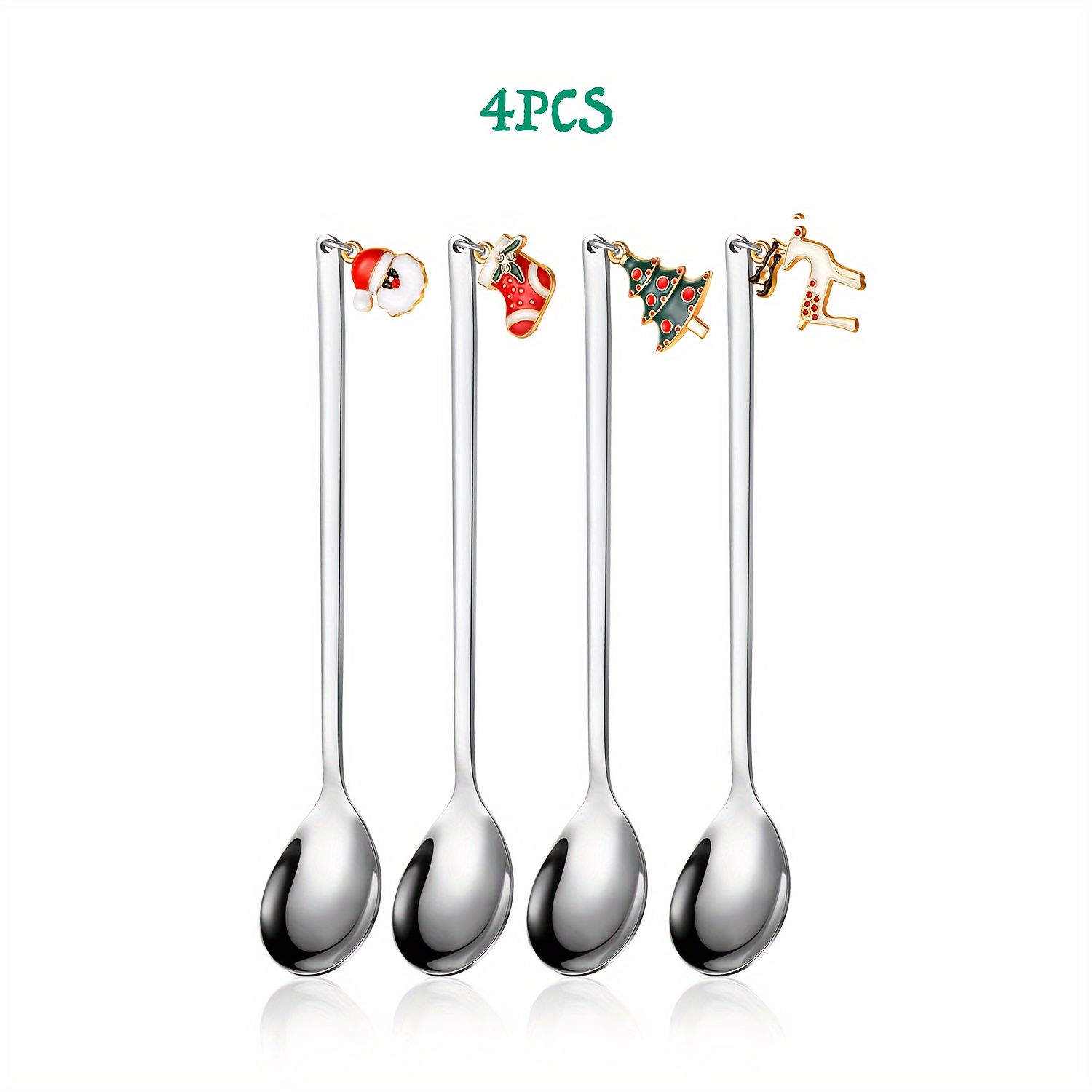 Image of 4pcs Cute Christmas Coffee Spoon, Festive Tea Spoon, Fine Stainless Steel Stirring Spoon For Hot Chocolate/ice Cream/dessert, Nice Gift For Christmas/thanksgiving/new Year, Kitchen/table Decor