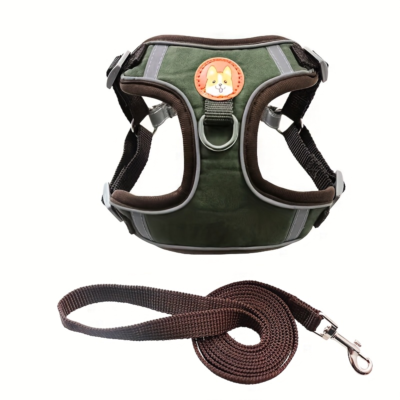 TEMU Set guinzaglio pettorina regolabile per cani per cani di taglia media gilet imbracatura riflettente cucciolo cinghia toracica pet walking