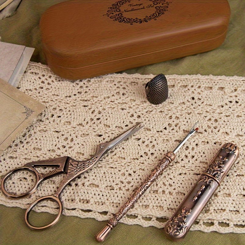 Embroidery Needles and Scissors Sewing Tools Storage Box