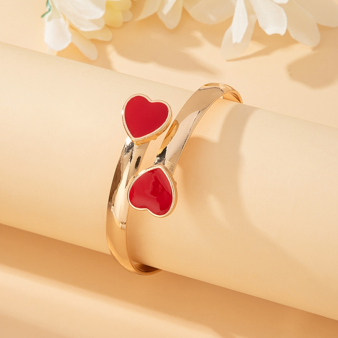 3pcs Metal Heart Bracelet Ring Set for Women