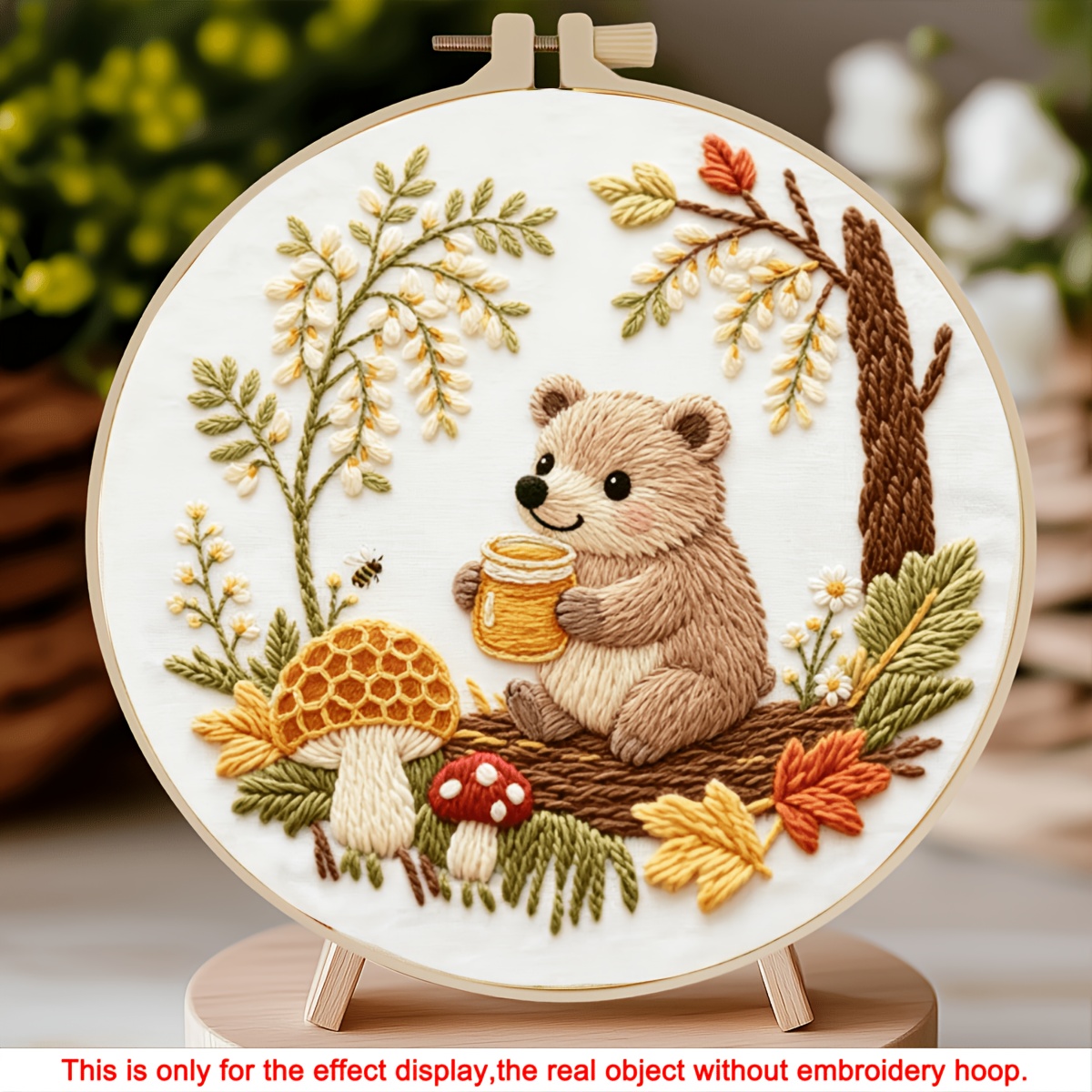 TEMU 1 Kit de Broderie, Pot de Miel, Ensemble de Matériel de Bricolage DIY, Kit d'Outils Complet pour Débutants, Animal, Décoration d'Intérieur, Art