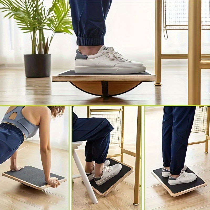 Planche D'Équilibre YANGUN à Une Jambe - En Bois Avec Patins Caoutchouc - Entraînement Pied Et Cheville