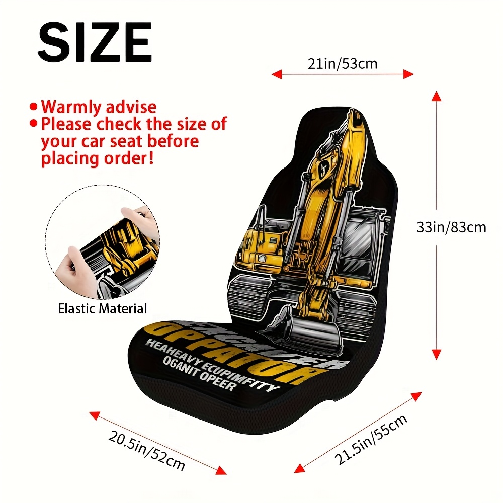 TEMU Set Of 2, Decorative Car Seat Covers Featuring An Excavator Operator Design, Suitable For Suvs, Sedans, And Trucks. Made From Soft, Washable