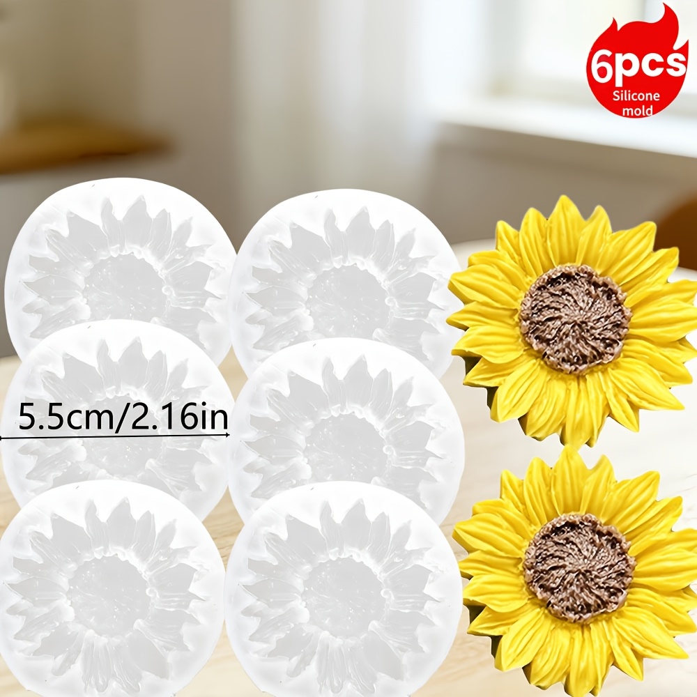 [resin Silicone Mold] 6pcs, Medium And Small Flower Sun Small Flower Shaped Silicone Molds, Suitable For Soap, Clay, Resin, Candle Small Flower Shape Silicone Mold Tool