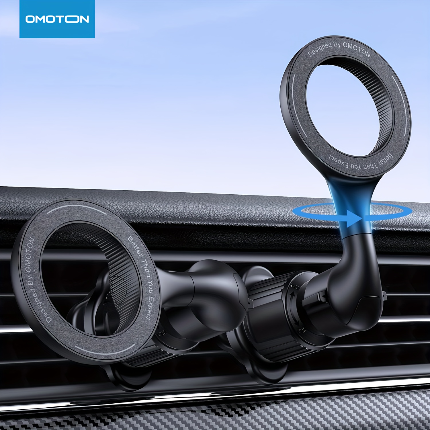 

Omoton , [easily Install] Magnetic Phone Holder For Car With Folding Hook Clip And 360°rotation Extended Arm, [20xn52 Magnets] Hands Free Car Vent Phone Mount Fit For All Phones