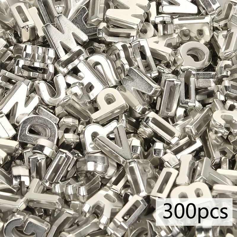 150/ 300pcs/pack 9x12mm Silvery Metal Color Hollow Letter Acrylicbeads Diy Handmade Making Bracelet Necklace Accessories