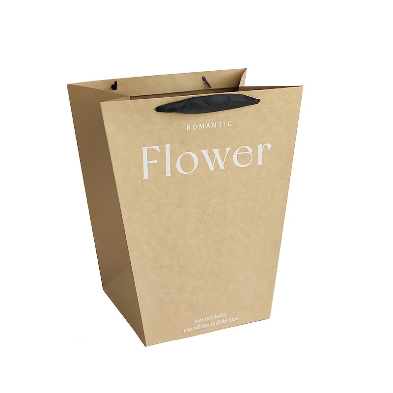 TEMU 2pcs, Flower Trapezoidal Rectangular Tote Bag, Bouquet Flower Gift Bag, Companion Tote Bag, Floral Flower Shop Packaging Bag, Flower Tote Bag,