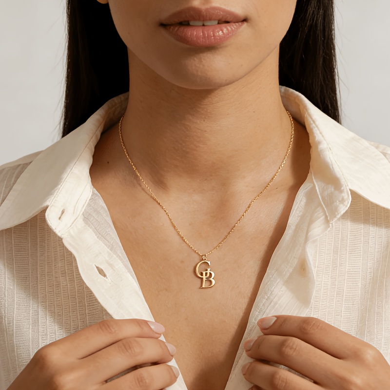 Custom Interlinked Letter Pendants Necklace, Elegant Gift