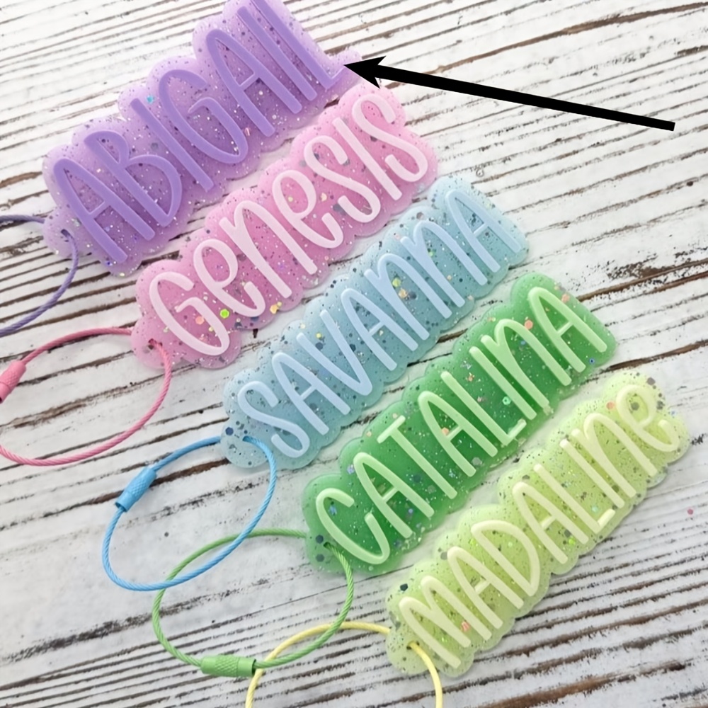 TEMU [2d Flat] [2d Flat] Personalized Acrylic Name-colored Keychains, Custom Letter Name Keychains, Colorful Bag Charms, Custom Backpack Tags, Lunch
