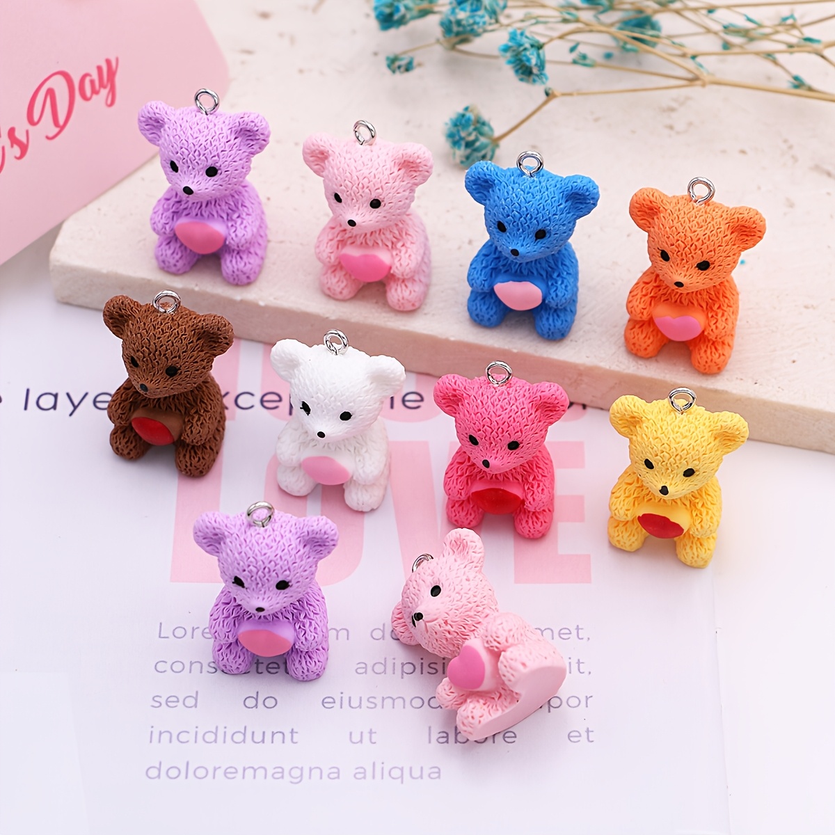 

Bear Set Of 9 - - Pendants For , Keychains, Bracelets, , Handbags - Accessories Kit