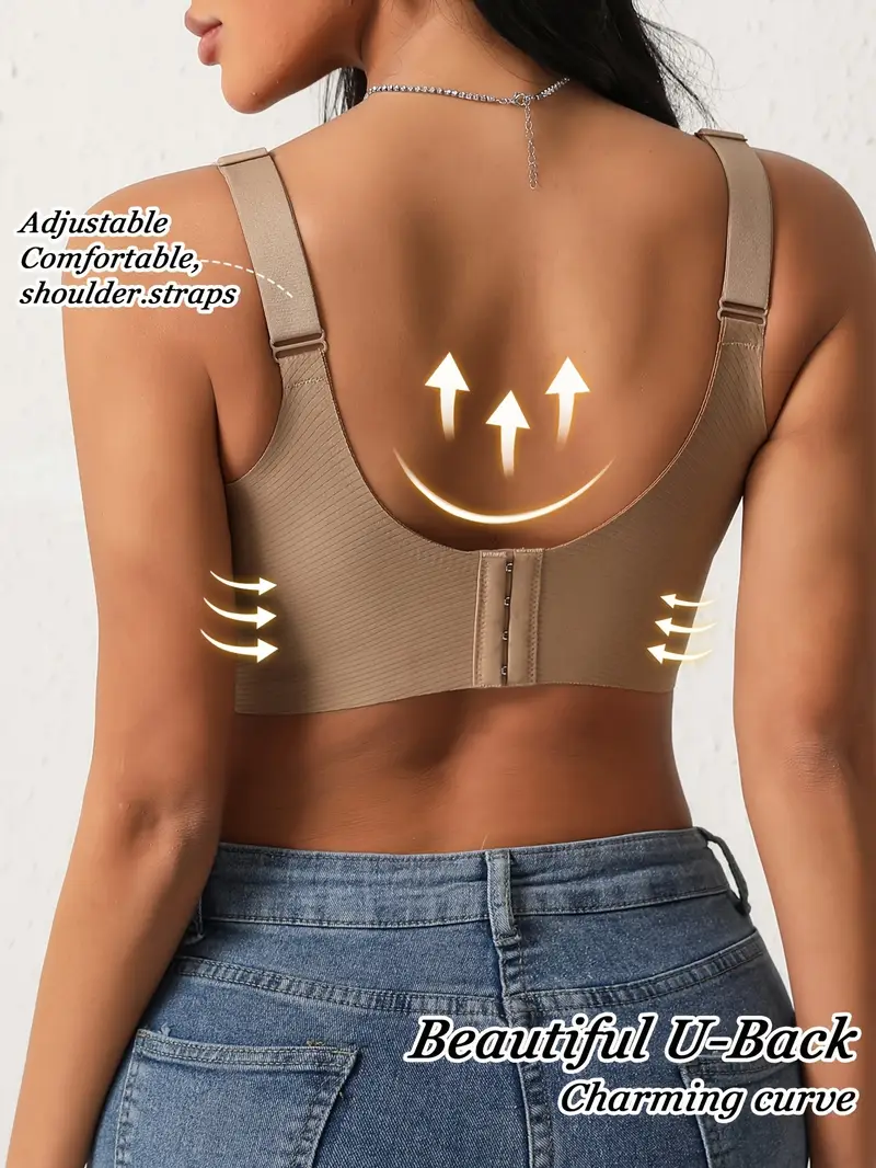 3pcs womens bras wire free seamless t shirt bras with back closure lift support non everyday special occasion bras in beige black white smooth everyday bras for bra extender able undergarment backless dress compatible adjustable straps wirefree design Product details 1