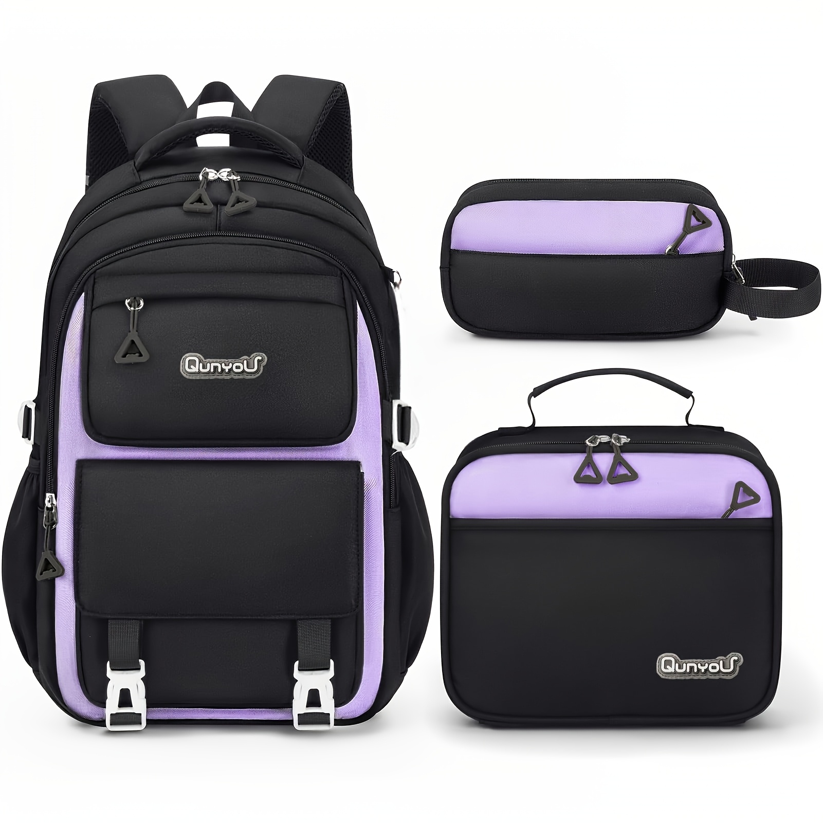 School Backpack Large Bag With Lunch Bag And Pencil Case, Girls Boys Primary School Bag, Travel Bag For School, Leisure, 3 Pcs Pink Backpacks | UK