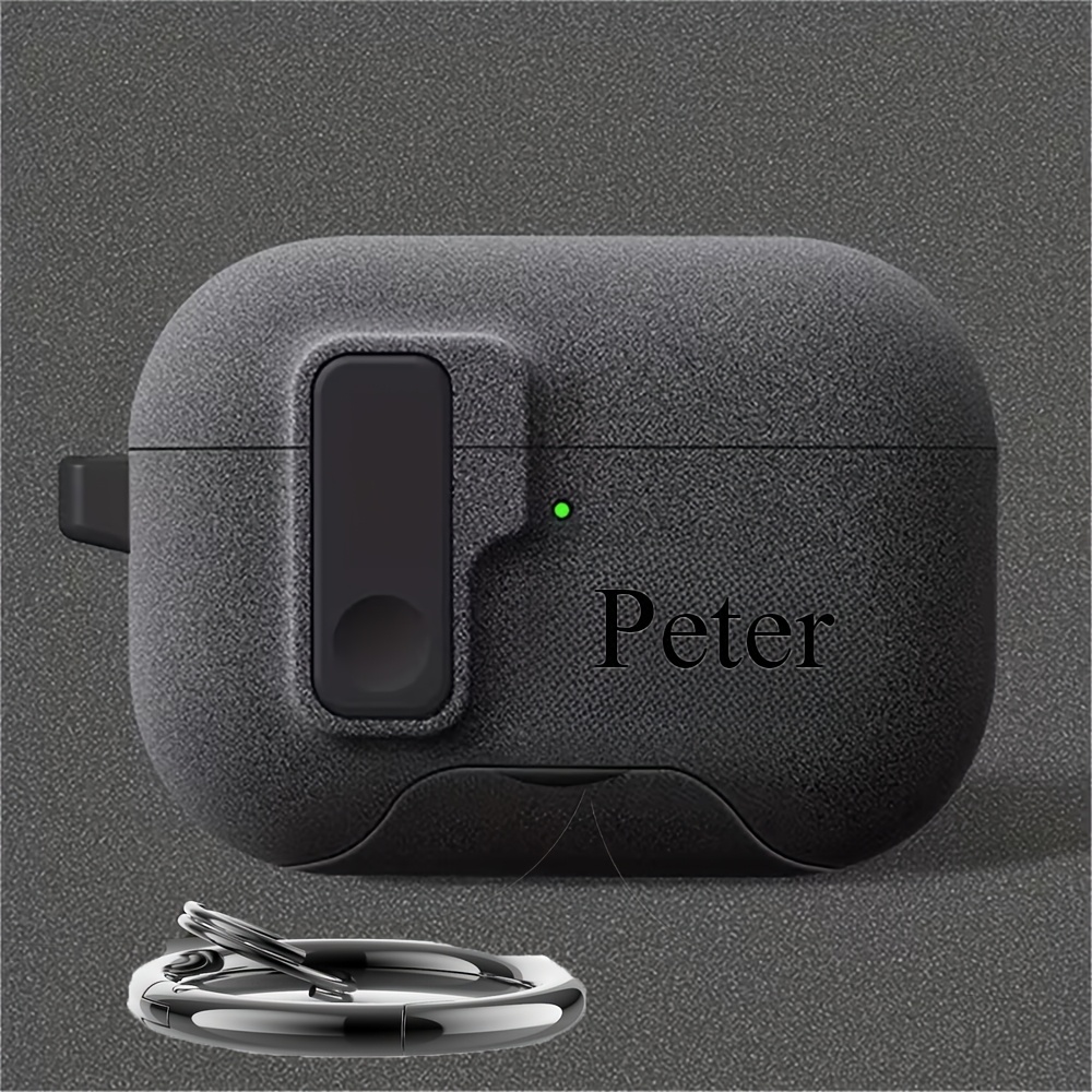 TEMU Personalized Customizable Name Diy Uv Print Name Protective Cover For /2/3/4 Pro//pro3 Anti-lost Design With Round Carabiner Customized Earphone