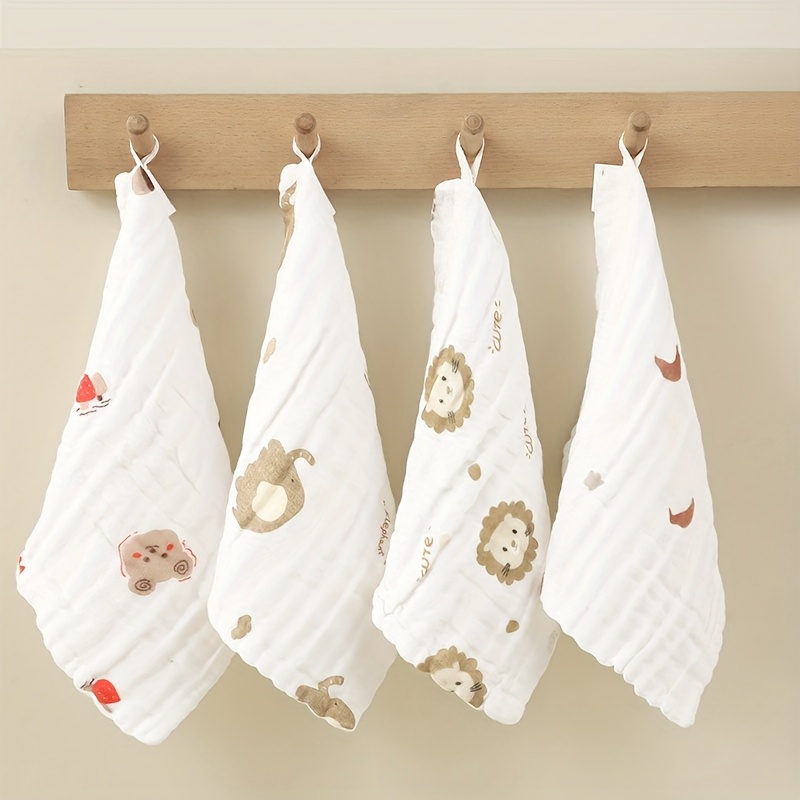 5pcs Baby Square Towel Set with Cute Cartoon Patterns