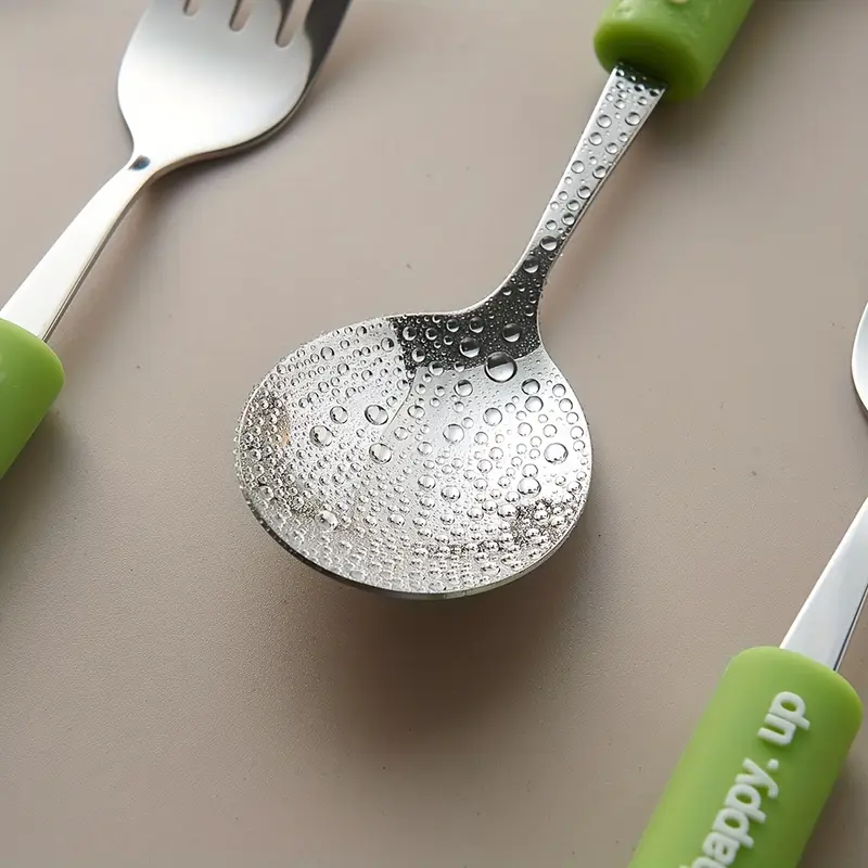 4pcs flower silicone handle fork and spoon set stainless steel tableware suitable for kitchen restaurant hotel carrying party travel camping Product details 7