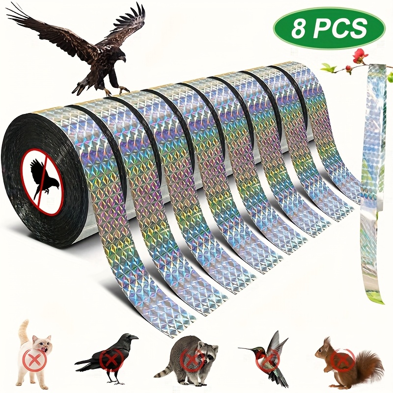 E-shop 8 Rollen Vogelscheuchen-Band (insgesamt 400 Meter) | Vogelabwehrende reflektierende Bänder | Doppelseitige reflektierende Bänder für Obstgärten