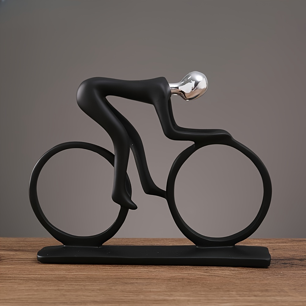 Image of A Modern Abstract Resin Sculpture Of A Cyclist, Perfect For Decorating An Office Or Living Room Table, Home Decor, Artistic Embellishment, Indoor Decoration, And As A Mother's Day Gift