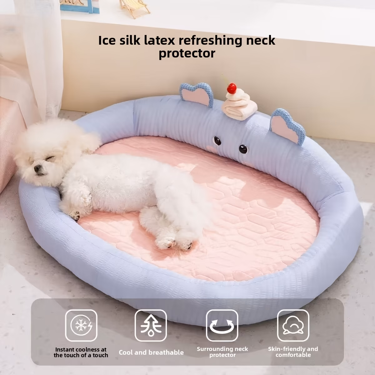 cute shaped cool oval nest open style cat bed cushion for bichon and teddy dogs medium sized dog bed spring and summer pet bed large cat bed pet washable cat bed Product details 4