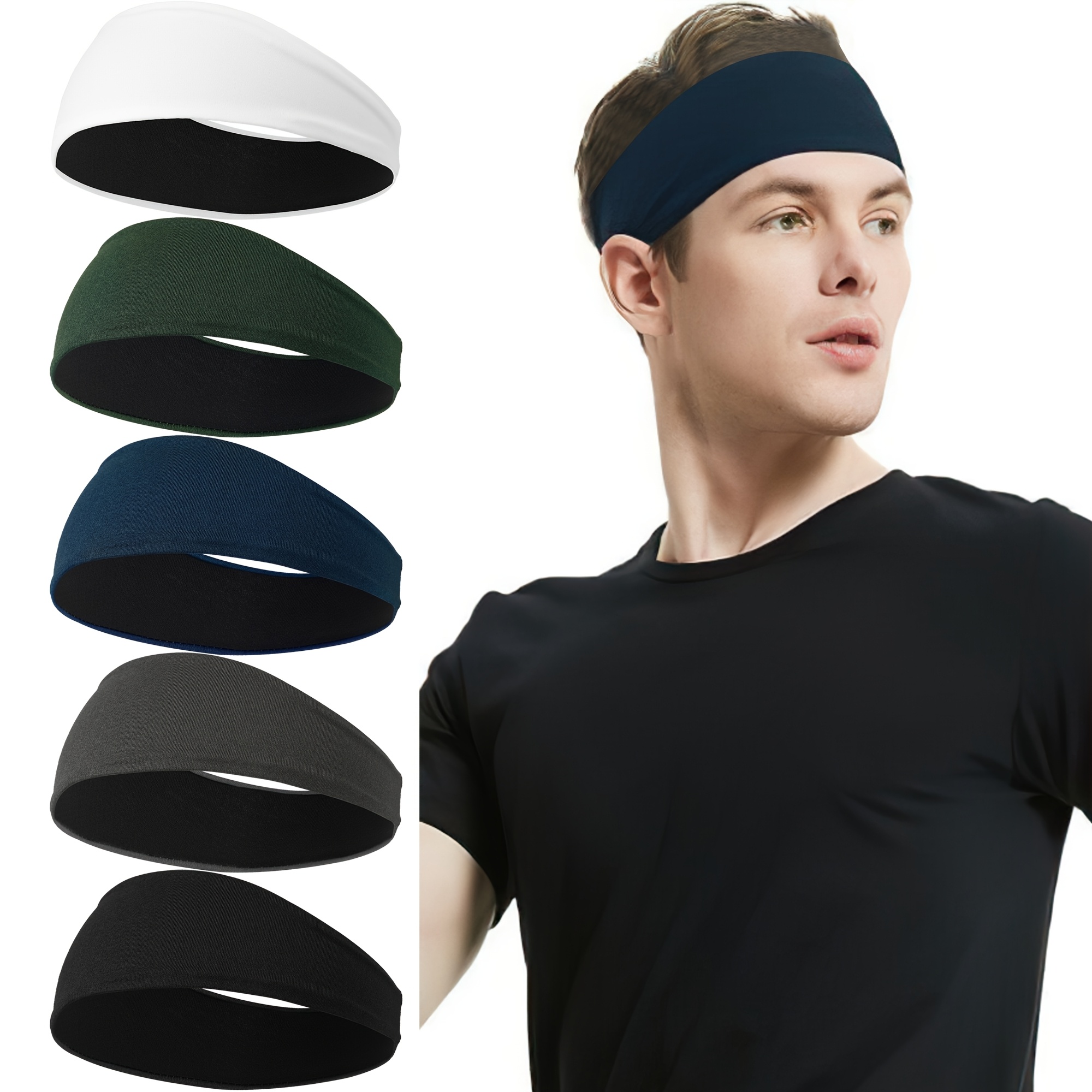 5pcs sports headbands for men breathable mesh design reused washed mens headband sweat bands for running yoga fitness workout   for gifts