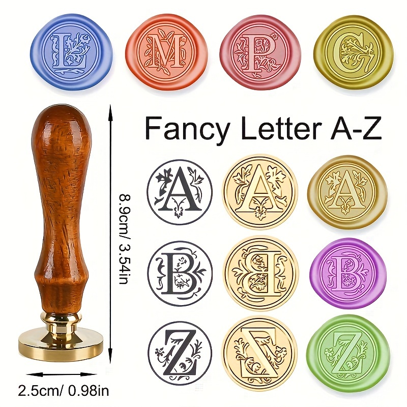 

1 Set Fancy 26 Letter Series Wax Seal Stamp Retro Wood Handle +brass Head Sealing Stamp For Thanksgiving Cards, Envelopes, Gift Wrapping, Wedding Invitations -medieval Traditional Letter Design